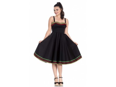 Hell Bunny Marianne Mexican 50s Style Black Dress 
